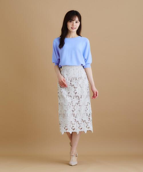 index(インデックス)の「《S-3Lサイズ》バイカラーレースタイトスカート【洗濯機洗い可】(スカート・レディース・ブラウン系/ナチュラル/ネイビー・36/38/40/42/44)」の13枚目の写真