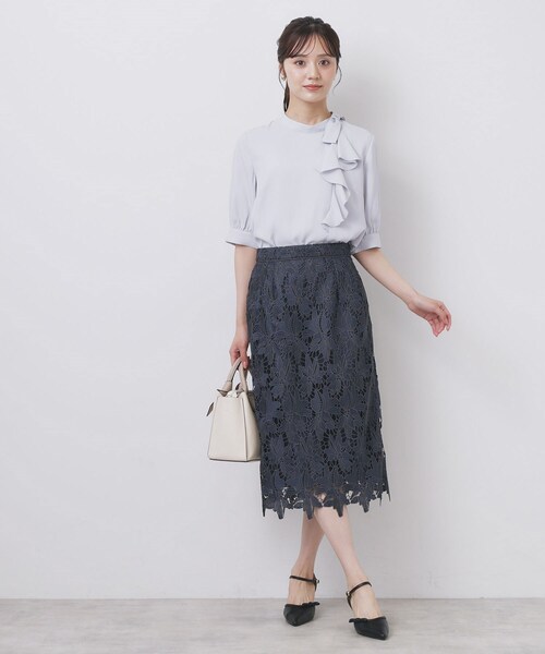 index(インデックス)の「《S-3Lサイズ》バイカラーレースタイトスカート【洗濯機洗い可】(スカート・レディース・ブラウン系/ナチュラル/ネイビー・36/38/40/42/44)」の16枚目の写真