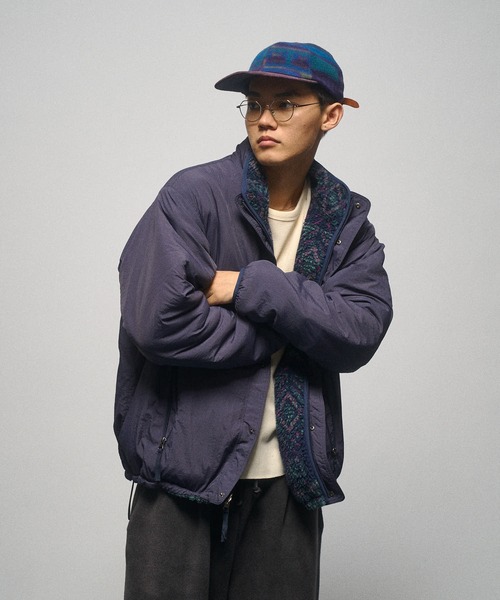 着物リメイク　88番リバーシブルブルゾン　まー様オーダー専用出品 ボア×ナイロン リバーシブル スタンド オーバーサイズブルゾン MONO