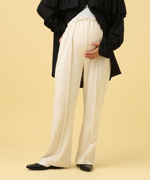 LEPSIM（レプシィム）の「【産前・産後対応】マタニティ／ピンタックフレアパンツ　582137（マタニティウェア/グッズ・レディース・ブラック/アイボリー/ブラウン/スミクロ・FREE）」の2枚目の写真