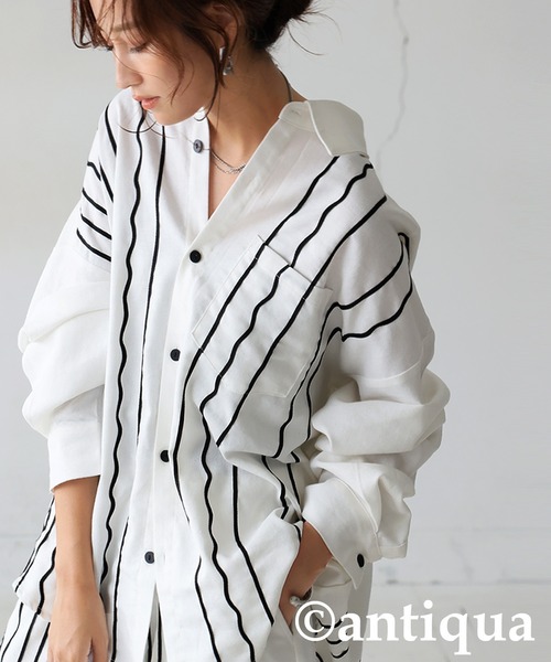 コード刺繍シャツ（シャツ/ブラウス）｜antiqua（アンティカ）の