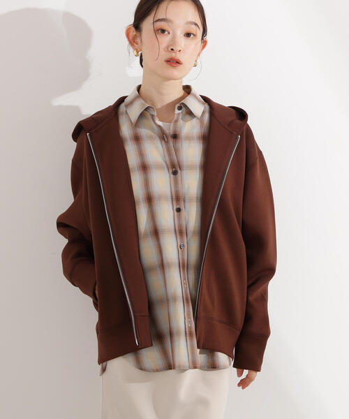 N.（N. Natural Beauty Basic）（エヌエヌナチュラルビューティーベーシック）の「ダンボールフォルムパーカー（パーカー・レディース・グレー/ブラウン/ベージュ・MEDIUM）」の9枚目の写真