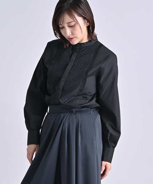 RAW FUDGE（ローファッジ）の「キルト切り替えプリーツフリルシャツ（シャツ/ブラウス・レディース・ホワイト/ブラウン/ブラック・M）」の9枚目の写真