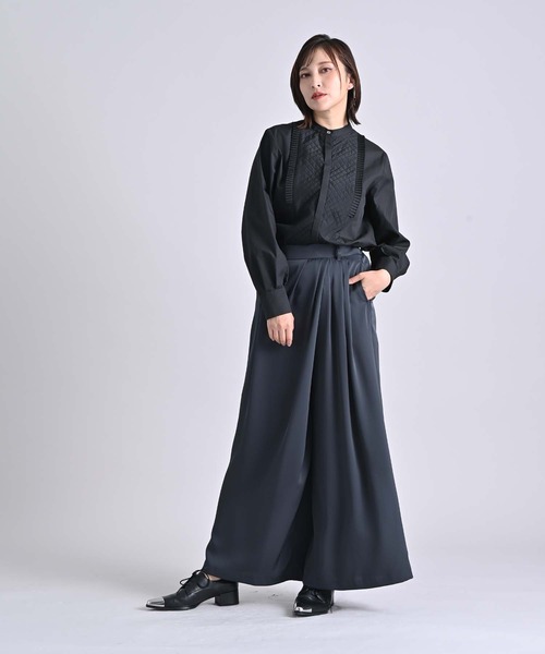 RAW FUDGE（ローファッジ）の「キルト切り替えプリーツフリルシャツ（シャツ/ブラウス・レディース・ホワイト/ブラウン/ブラック・M）」の10枚目の写真