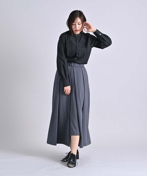 RAW FUDGE（ローファッジ）の「キルト切り替えプリーツフリルシャツ（シャツ/ブラウス・レディース・ホワイト/ブラウン/ブラック・M）」の14枚目の写真