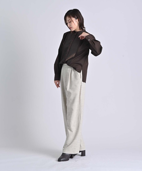 RAW FUDGE（ローファッジ）の「キルト切り替えプリーツフリルシャツ（シャツ/ブラウス・レディース・ホワイト/ブラウン/ブラック・M）」の13枚目の写真