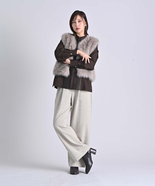 RAW FUDGE（ローファッジ）の「キルト切り替えプリーツフリルシャツ（シャツ/ブラウス・レディース・ホワイト/ブラウン/ブラック・M）」の18枚目の写真