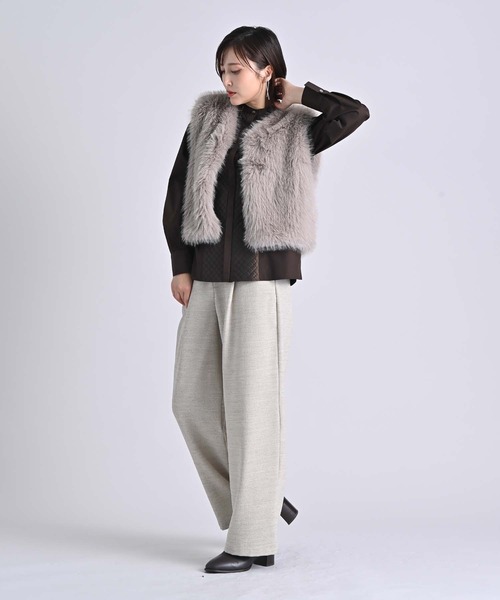 RAW FUDGE（ローファッジ）の「キルト切り替えプリーツフリルシャツ（シャツ/ブラウス・レディース・ホワイト/ブラウン/ブラック・M）」の21枚目の写真