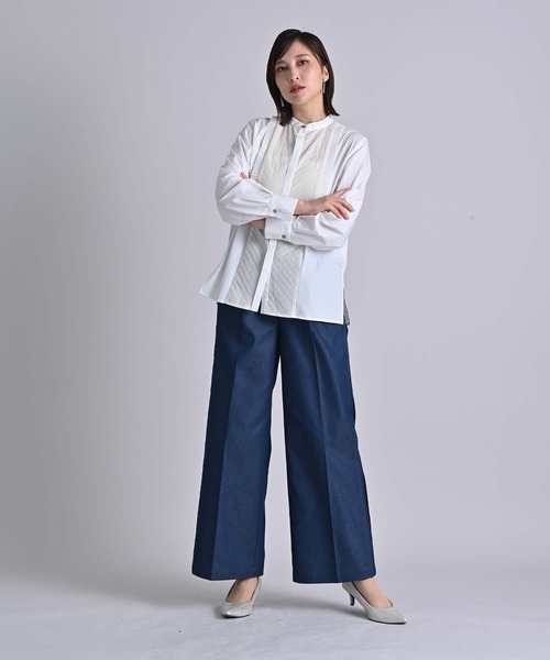 RAW FUDGE（ローファッジ）の「キルト切り替えプリーツフリルシャツ（シャツ/ブラウス・レディース・ホワイト/ブラウン/ブラック・M）」の5枚目の写真