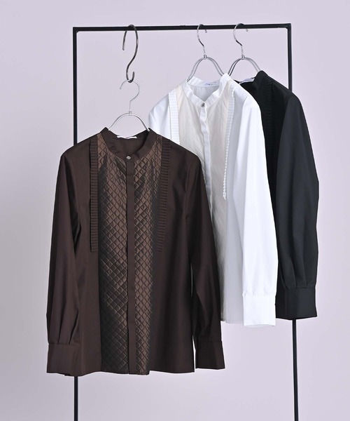 RAW FUDGE（ローファッジ）の「キルト切り替えプリーツフリルシャツ（シャツ/ブラウス・レディース・ホワイト/ブラウン/ブラック・M）」の4枚目の写真