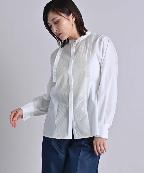 RAW FUDGE（ローファッジ）の「キルト切り替えプリーツフリルシャツ（シャツ/ブラウス・レディース・ホワイト/ブラウン/ブラック・M）」の8枚目の写真