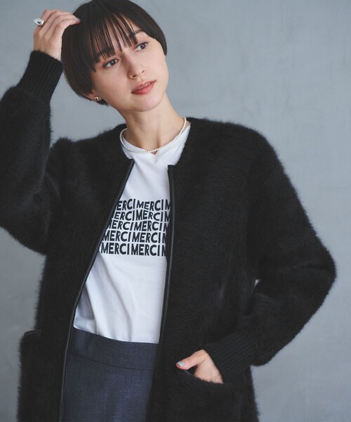 フォックスカシミヤ トリムコンビ カーディガン（カーディガン/ボレロ