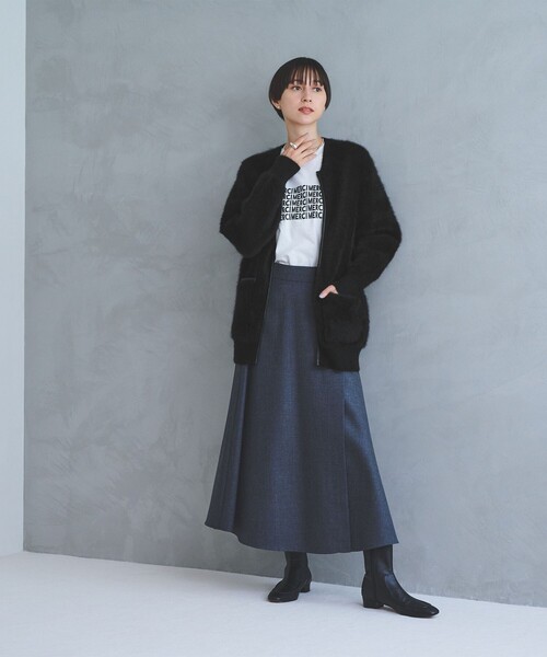 UNITED ARROWS（ユナイテッドアローズ）の「フォックスカシミヤ トリムコンビ カーディガン（カーディガン/ボレロ・レディース・ブラック/オフホワイト・FREE）」の18枚目の写真