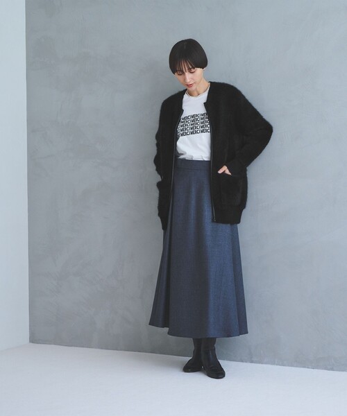 UNITED ARROWS（ユナイテッドアローズ）の「フォックスカシミヤ トリムコンビ カーディガン（カーディガン/ボレロ・レディース・ブラック/オフホワイト・FREE）」の17枚目の写真