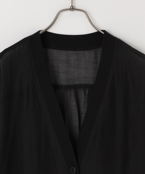 LOWRYS FARM（ローリーズファーム）の「シアーシャツカーディガンＬＳ　593392（カーディガン/ボレロ・レディース・ブラウン/オフホワイト/ブラック・FREE）」の6枚目の写真