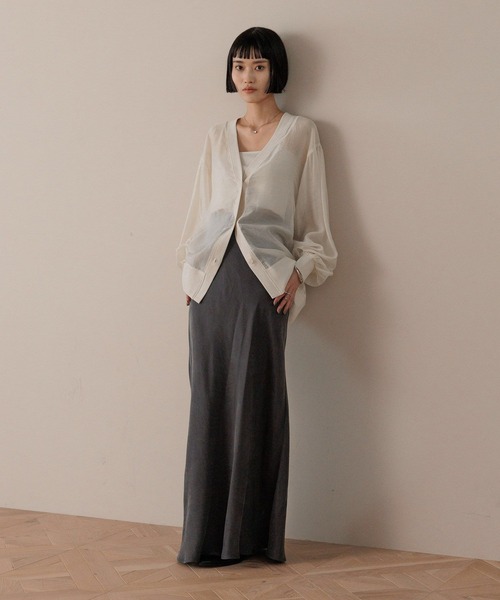 LOWRYS FARM（ローリーズファーム）の「シアーシャツカーディガンＬＳ　593392（カーディガン/ボレロ・レディース・ブラウン/オフホワイト/ブラック・FREE）」の14枚目の写真