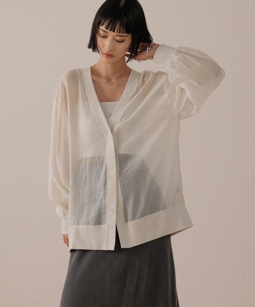 LOWRYS FARM（ローリーズファーム）の「シアーシャツカーディガンＬＳ　593392（カーディガン/ボレロ・レディース・ブラウン/オフホワイト/ブラック・FREE）」の18枚目の写真