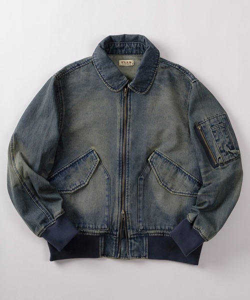 セール】【72】MA-2タイプ ブラスト加工 デニムフライトジャケット