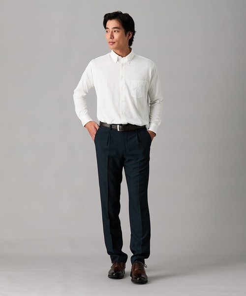 nissen（ニッセン）の「【形態安定・吸汗速乾・ストレッチ】ボタンダウンニットワイシャツ　(M～4Lサイズ)（ビジネスシャツ・メンズ・ホワイト/ネイビー・L/3L/M/4L/LL）」の11枚目の写真