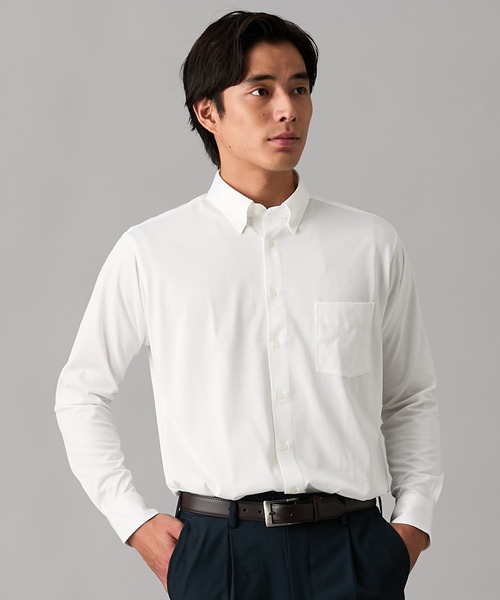 nissen（ニッセン）の「【形態安定・吸汗速乾・ストレッチ】ボタンダウンニットワイシャツ　(M～4Lサイズ)（ビジネスシャツ・メンズ・ホワイト/ネイビー・L/3L/M/4L/LL）」の12枚目の写真