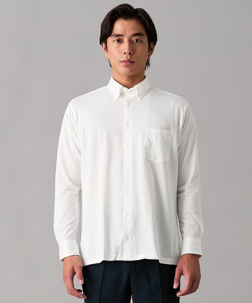 nissen（ニッセン）の「【形態安定・吸汗速乾・ストレッチ】ボタンダウンニットワイシャツ　(M～4Lサイズ)（ビジネスシャツ・メンズ・ホワイト/ネイビー・L/3L/M/4L/LL）」の6枚目の写真