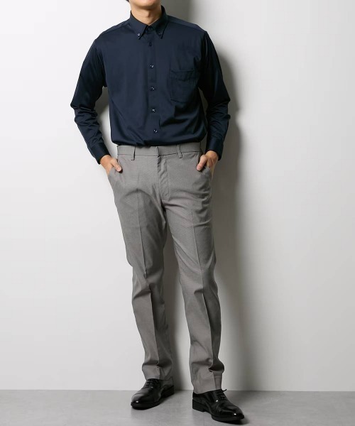 nissen（ニッセン）の「【形態安定・吸汗速乾・ストレッチ】ボタンダウンニットワイシャツ　(M～4Lサイズ)（ビジネスシャツ・メンズ・ホワイト/ネイビー・L/3L/M/4L/LL）」の4枚目の写真