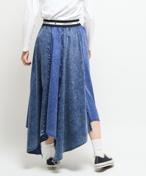 CONVERSE TOKYO（コンバーストウキョウ）の「【NAVY SERIES】STAR★ RANDOM CUT DENIM SKIRT（デニムスカート・レディース・ネイビー・FREE）」の5枚目の写真