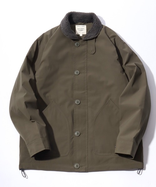 N-1 撥水・防風・ストレッチ 襟ボアデッキジャケット/ワークジャケットアウター メンズ レディース ユニセックス