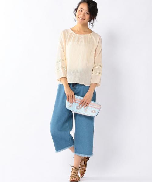 coen（コーエン）の「デニムガウチョパンツ（デニムパンツ・レディース・ホワイト/ライトブルー/ネイビー・SMALL/MEDIUM/LARGE）」の15枚目の写真