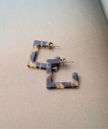 【RS】【チタンポスト ヒョウ柄スクエアフープピアス】