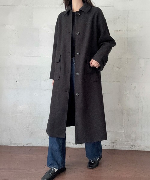 ウールライクステンカラーロングコート（ステンカラーコート）｜LAUIR