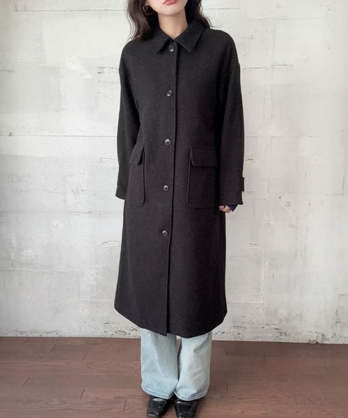 セール】ウールライクステンカラーロングコート（ステンカラーコート