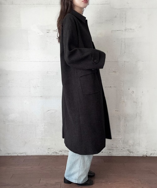 セール】ウールライクステンカラーロングコート（ステンカラーコート