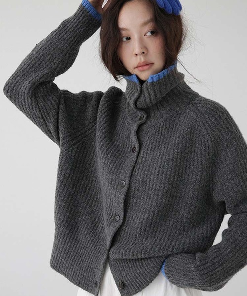 Doula Doula（ドゥーラドゥーラ）の「配色ライン襟付きニットカーディガン（カーディガン/ボレロ・レディース・ダークグレー/ブラウン/ベージュ/ネイビー/グレー/モカ・FREE）」の10枚目の写真