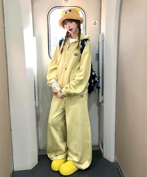 DEVICE(デバイス)の【上下セット】ワンポイント 刺繍 ロゴ スウェットパーカー×スウェットパンツ セットアップ(セットアップ)