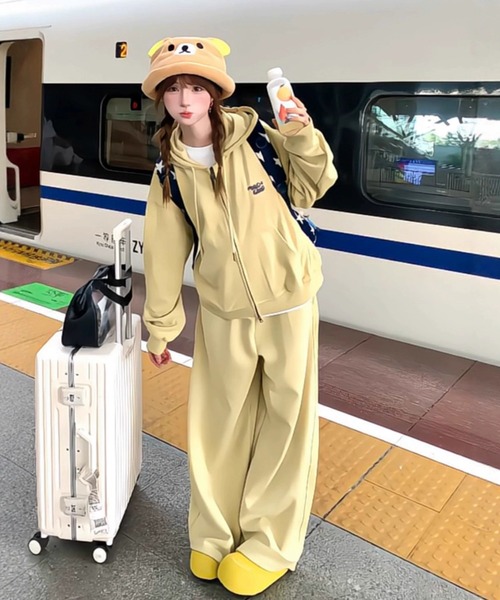 セール】【上下セット】ワンポイント 刺繍 ロゴ スウェットパーカー