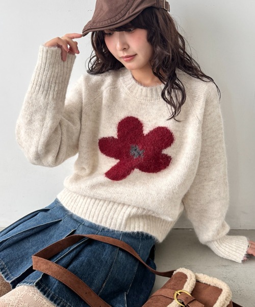paloma-wool フラワーモチーフセーター フラワーモチーフニットプルオーバー≪手洗い可能≫ （ニット