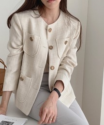 YUGA_YGMC buttoned tweed jacket