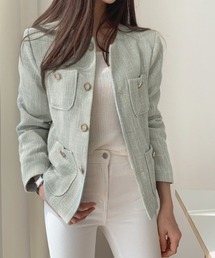 YUGA_YGMC buttoned tweed jacket