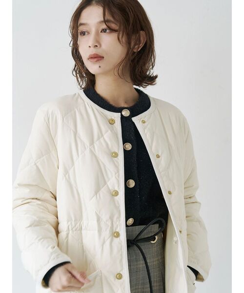 PYRENEX アイボリー ノーカラーダウンジャケット ノーカラーダウンコート アイボリー PYRENEX アイボリー ノーカラー