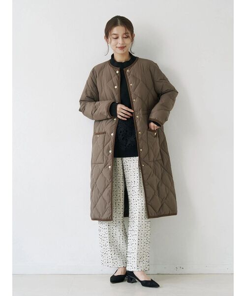 セール】TAIONコラボノーカラーロングダウンコート（ダウンジャケット