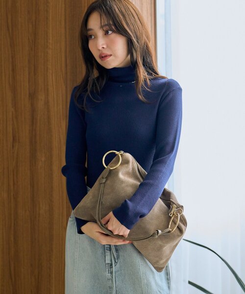 La boutique BonBon（ラブティックボンボン）の「【オウレンティ】スエードダブルハンドルバッグ（トートバッグ・レディース・グレー系その他・FREE）」の3枚目の写真