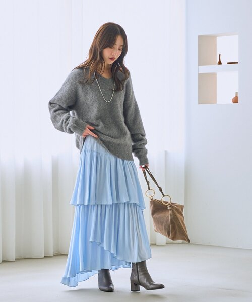 La boutique BonBon（ラブティックボンボン）の「【オウレンティ】スエードダブルハンドルバッグ（トートバッグ・レディース・グレー系その他・FREE）」の13枚目の写真