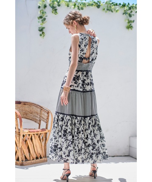 Rosetta Floral Dress ストライプ＆フラワープリントドレス