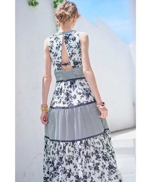 Rosetta Floral Dress ストライプ＆フラワープリントドレス