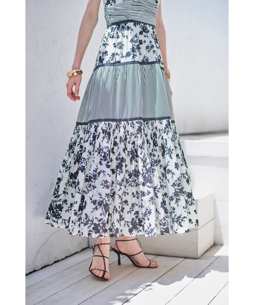 Rosetta Floral Dress ストライプ＆フラワープリントドレス