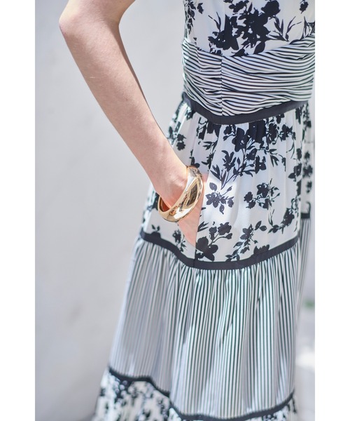 Rosetta Floral Dress ストライプ＆フラワープリントドレス