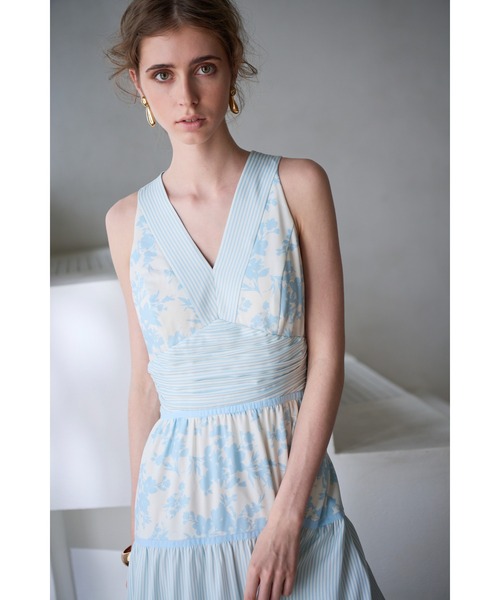 Rosetta Floral Dress ストライプ＆フラワープリントドレス