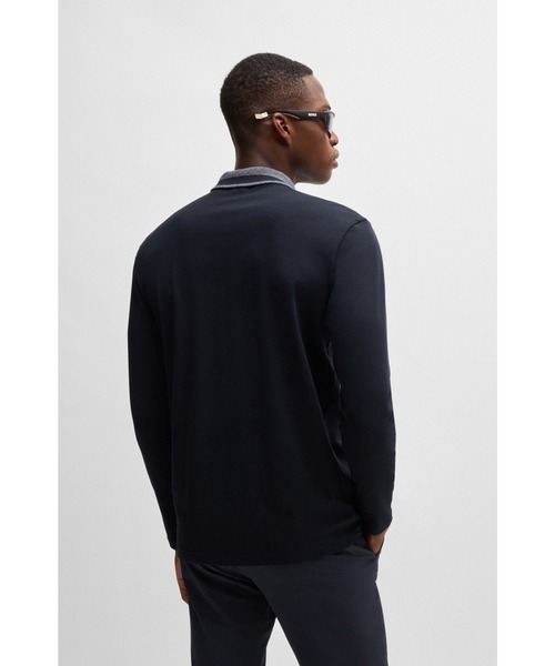BOSS(ボス)の「インターロックコットン ポロシャツ コントラストロゴ(ポロシャツ・メンズ・ブルー/ダークブルー・M/L/XL/XXL/XXXL/S)」の4枚目の写真