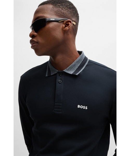 BOSS(ボス)の「インターロックコットン ポロシャツ コントラストロゴ(ポロシャツ・メンズ・ブルー/ダークブルー・M/L/XL/XXL/XXXL/S)」の3枚目の写真